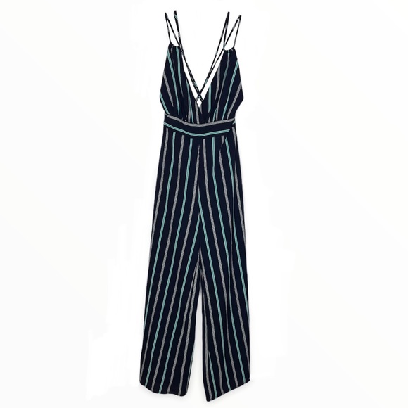 Pixi + Ivy Navy Striped Wide Leg Jumper Medium - Picture 1 of 8